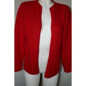 Adele Joyce Women's Sweater Cardigan Angora Red Size Large No Closure Pockets